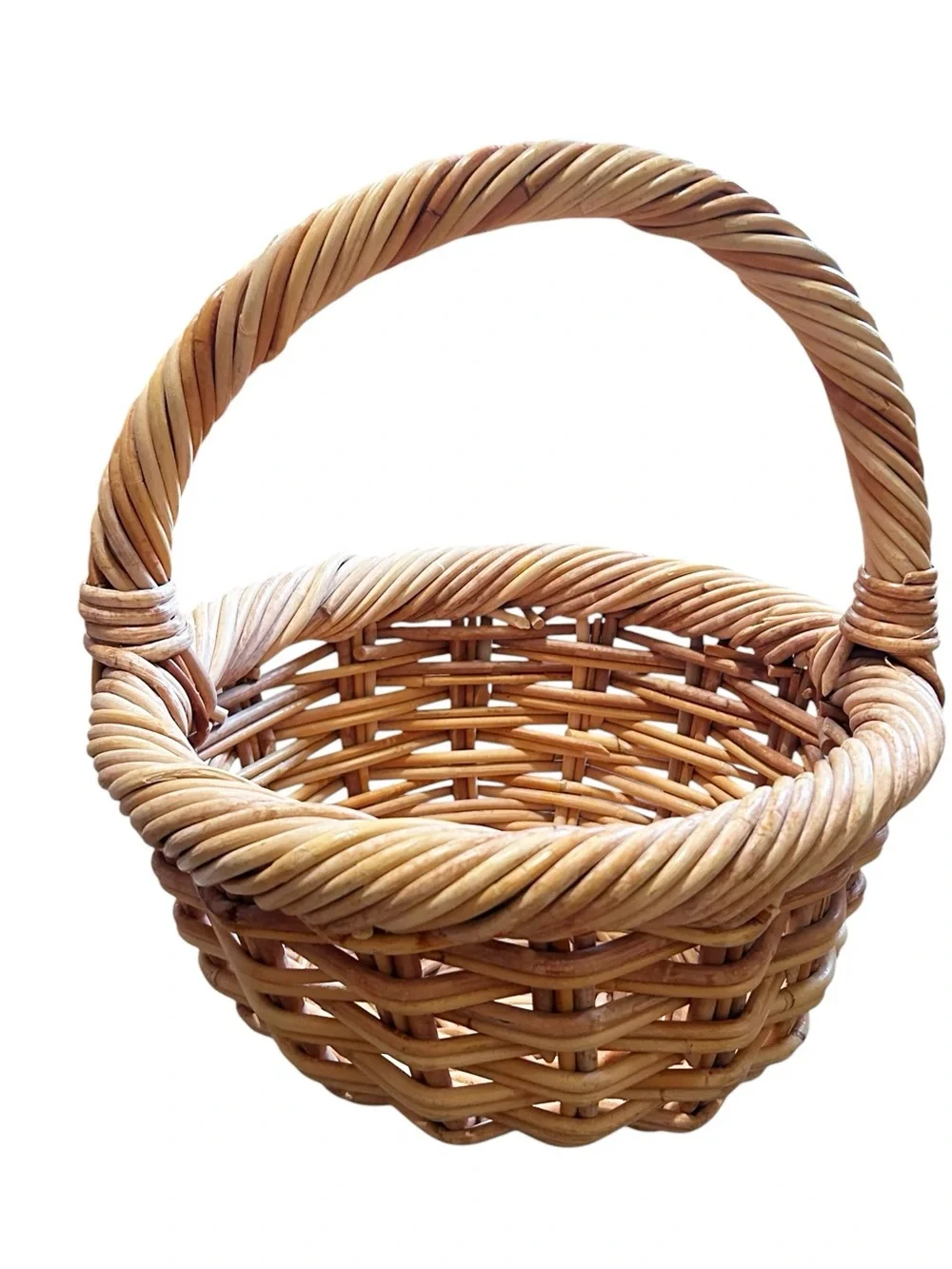 Crate & Barrel Woven Wicker Harvesting Kitchen Basket with Handle